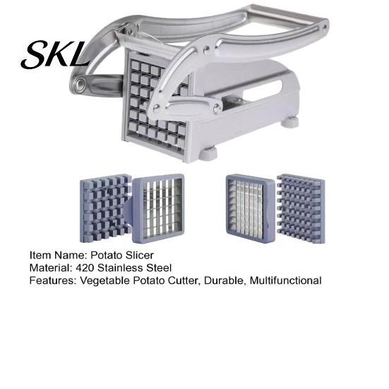 Handheld Fry Cutter Potato Slicer, with Stable Base And Ergonomic Lever Handle, Heavy-Duty Replaceable Home Kitchen Maker Blades French for