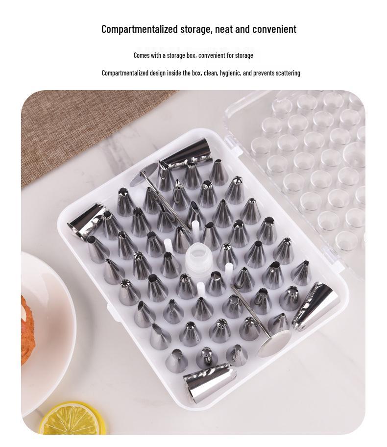 55-Piece Stainless Steel Piping Tip Set for Cakes - Various Shapes