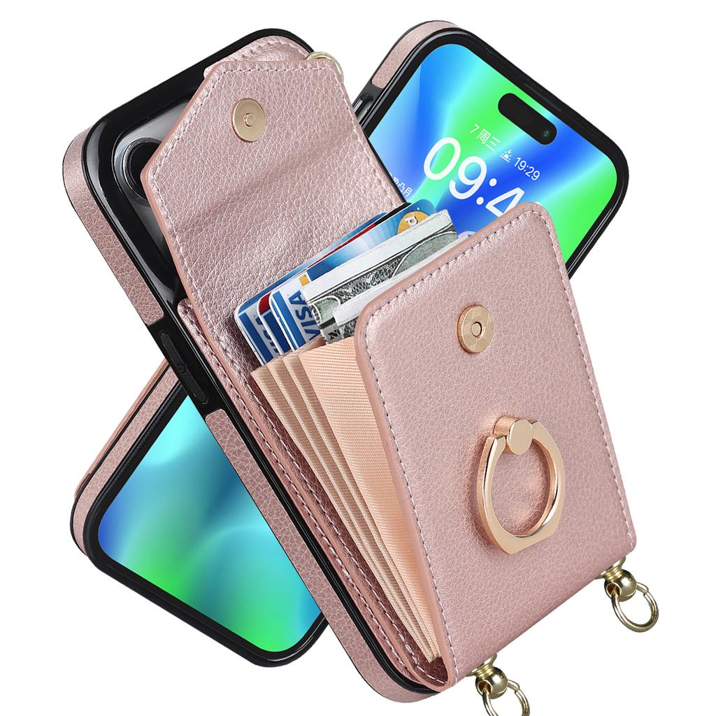 Crossbody Card Bag Wallet Ring Holder Kožené pouzdro pro iPhone 15 14 13 12 11 Pro Max XS MAX XR pro Samsung S23 S22 S21 S20 Ultra Plus A14 A13 A53 A54