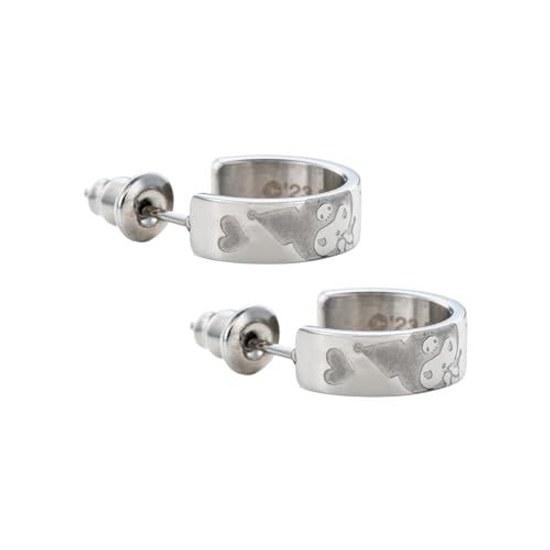White Clover Kuromi Sanrio Characters Stainless Steel Earrings Half Hoop (2 Pieces Both Ears) SAST-P003SV