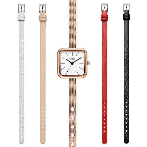 

[FOCE LADY] FOCE LADY Women s Mesh and Leather Band Wristwatch 5-Piece Set FM2014WRG-SET FM2014WRG-SET