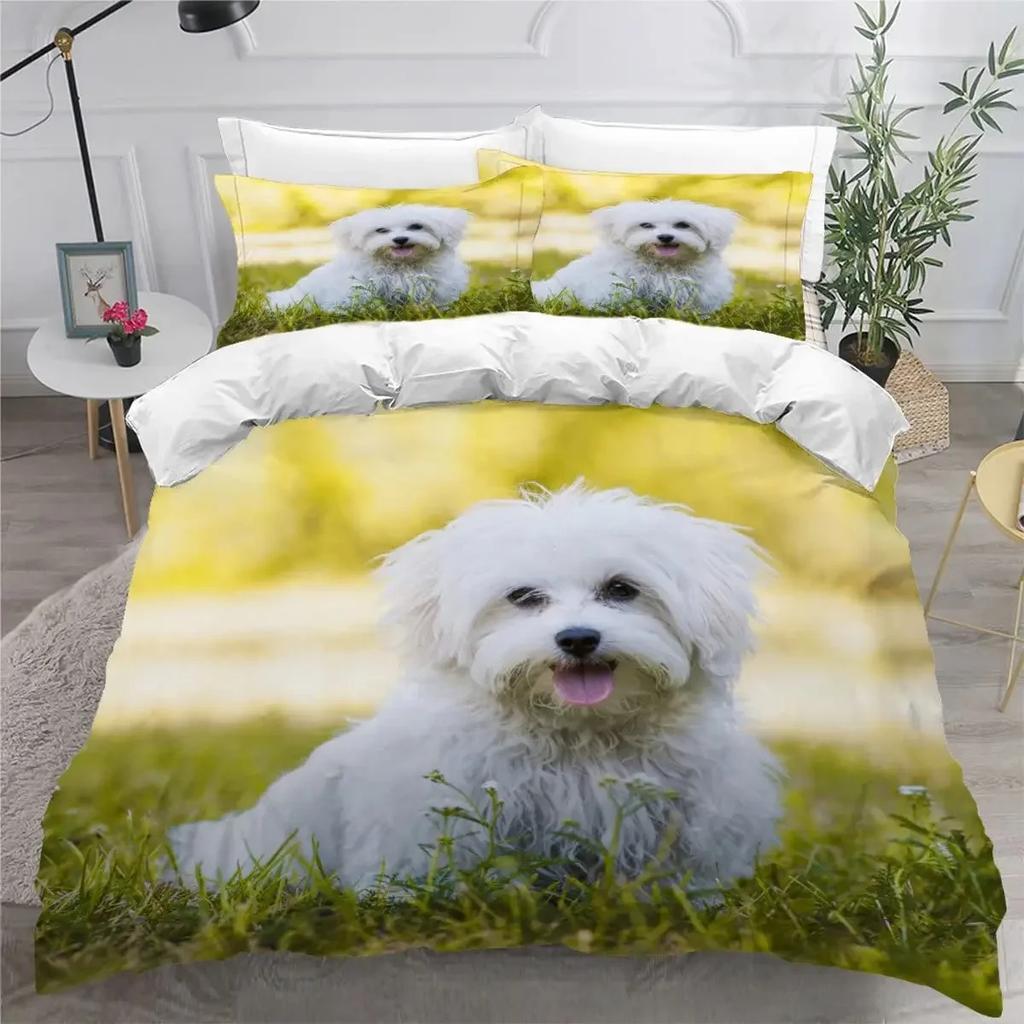 Comforter Cute Dog Single Twin Queen For Girl Teen Boys Pet Dog Theme Bedding Set Polyester Kawaii Animal Comforter