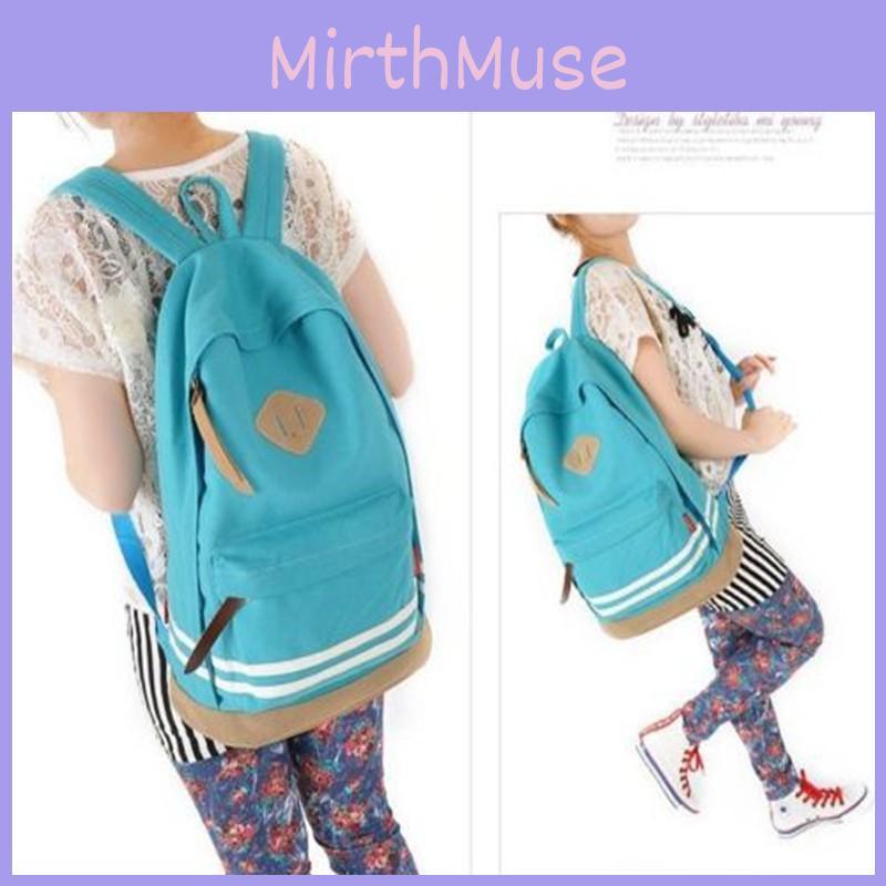 Canvas Backpack For Women With Striped Pattern And Padded Laptop Compartment For School Use