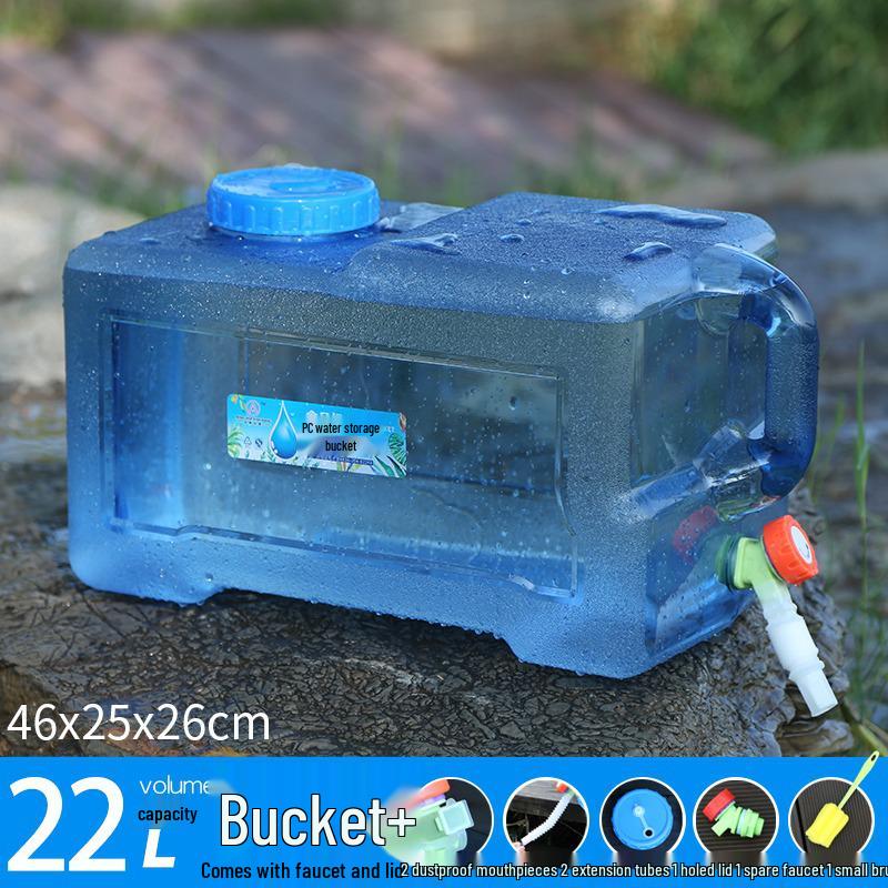 Portable Self-Driving Water Storage Bucket with Faucet - Food-Grade PC Plastic for Outdoor and Car Use