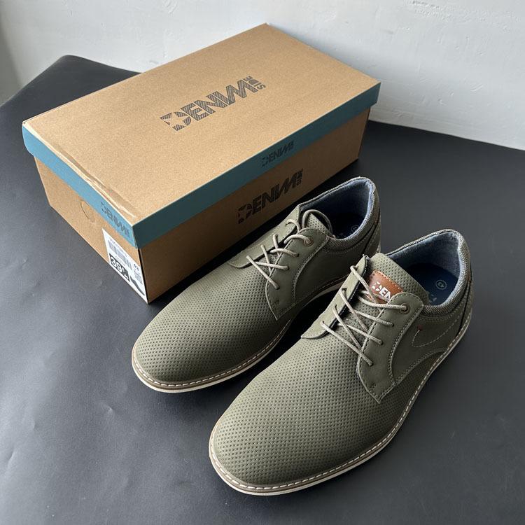 Fashion Spring 2025 New Men's Small Hole Single Shoes for Daily Wearing Lace Up Breathable Large Flat Men's Shoes