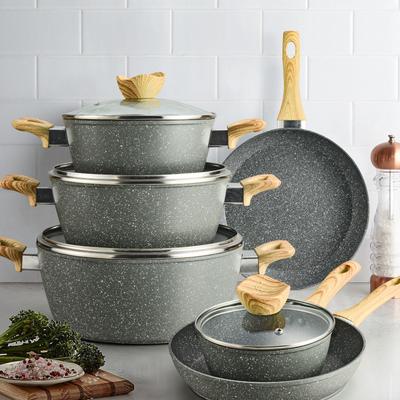 Maifan Stein Antihaft Kochgeschirr Set: Wok, Bratpfanne, Milchtopf, Suppentopf - Induktionsgeeignet