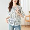 Kleines florales kurzärmeliges Hemd Damen Sommer Neues Design Nische Vielseitig Reines Baumwoll-Top