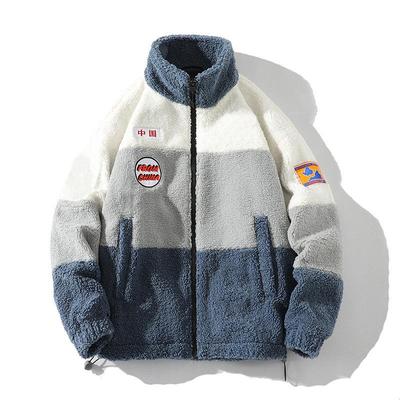 Jesienno-zimowy modny płaszcz z wełny jagnięcej męski trend uliczny ciepły casualowy płaszcz w mieszanych kolorach