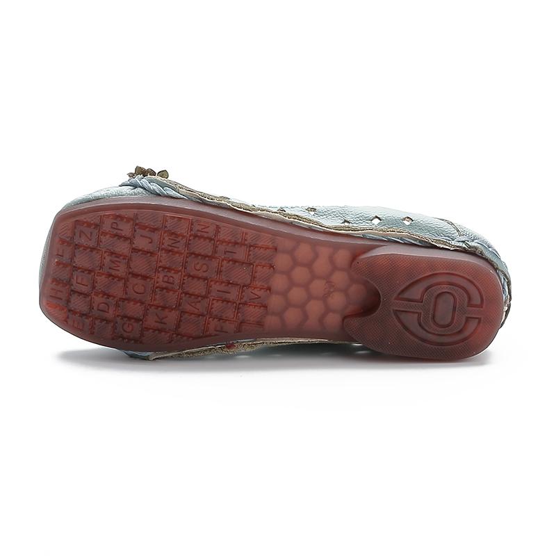 Fashion New handmade winkles ballet flats women's autumn shallow shoes woman flower square toe driving flats daily long standing shoes
