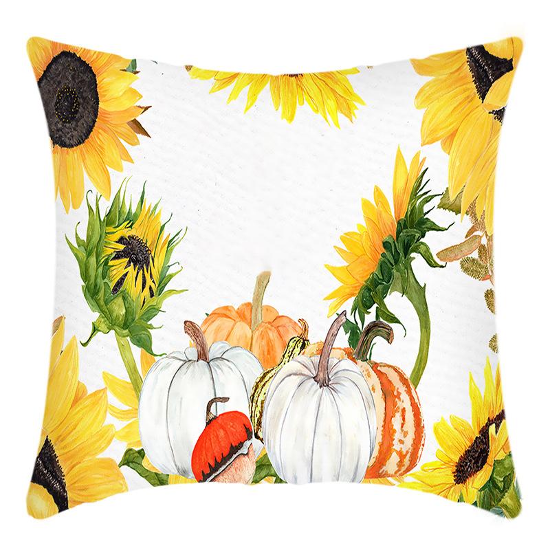 New Thanksgiving Series Pillow Cover Letter Sunflower Print Cushion Home Sofa Cushion Cover