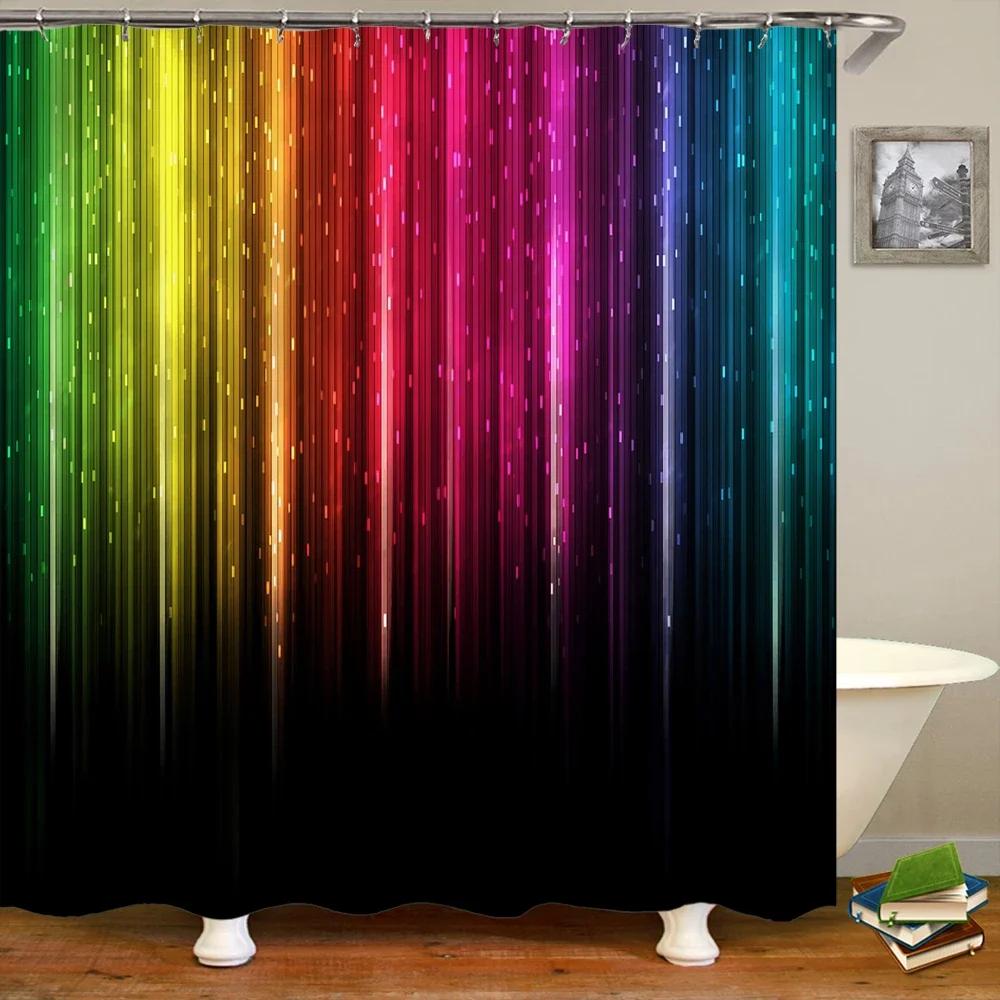 

3D Fashion Colorful Cool Printed Fabric Shower Curtain Waterproof Polyester Bathroom Curtains Home Decorate Curtains With Hooks W60H190(CM)-1 Pcs