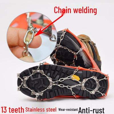 Crampons à griffes 13 dents en acier inoxydable pour la neige: Chaînes Antidérapantes Renforcées pour l'Alpinisme sur Glace