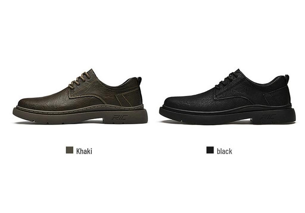 Men's Leather Outdoor Work & Hiking Casual Boots - Low-Top, Big Head Martin Style, Ideal for Spring & Autumn