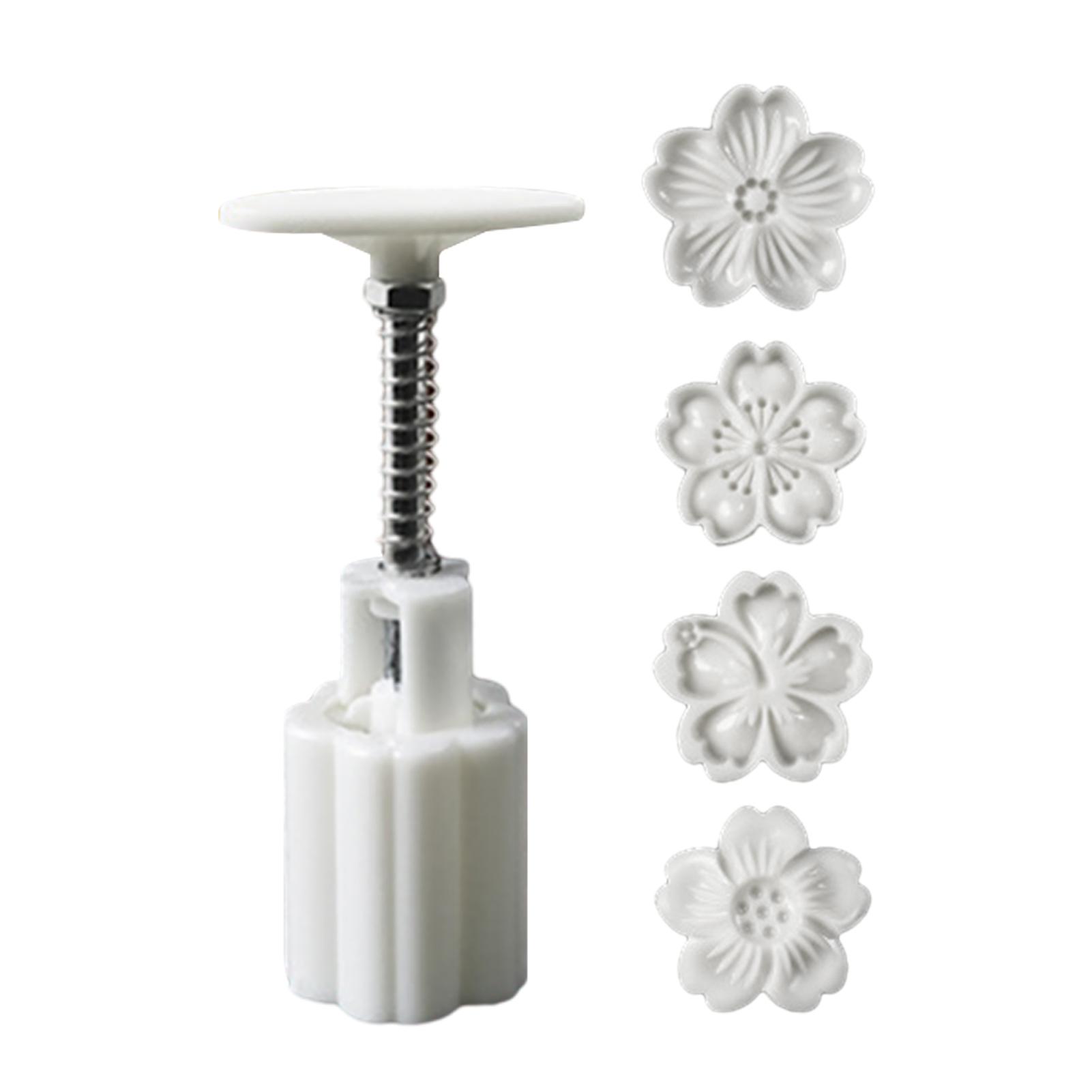 

4 шт./набор 3D-форма для лунного пряника в виде цветка вишни со штампами для печенья, сделай сам, ручное нажатие, помадка, лунные формы, китайская традиционная форма для торта