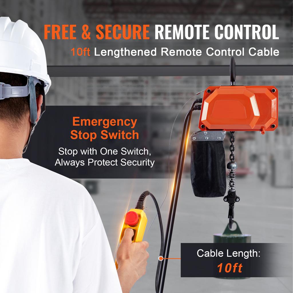 SucceBuy 330/1100/2200LBS Electric Wire Rope Hoist Crane Electric Chain Hoist with Trolley Overhead Garage Ceiling Winch