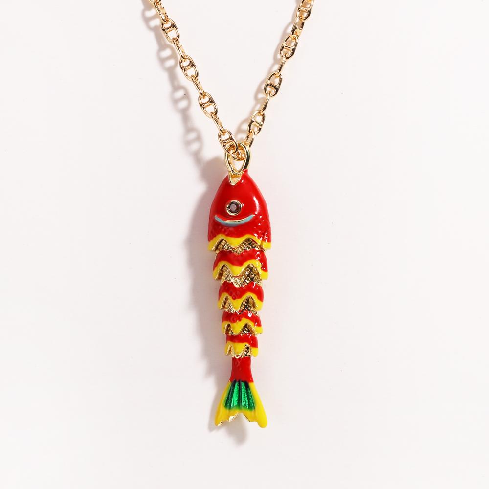Prachtige Oceaankleurige Emaille Vis Hanger Ketting voor Vrouwen Roestvrij Staal Sleutelbeen Ketting Schattige Luxe Sieraden Cadeau