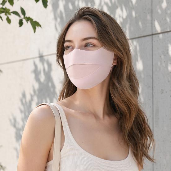 Soft Ice Silk Face Guard, Half Face Sun Protection Mouth Guard, Breathable Holes Face Shield with Elastic Ear Hooks for Cycling Running Hiking