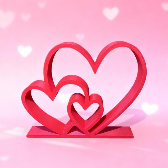 Heart Sculpture 3D Printed Plastic Love Heart Figurine for Wedding Anniversary Couples Gift Modern Heart Statue