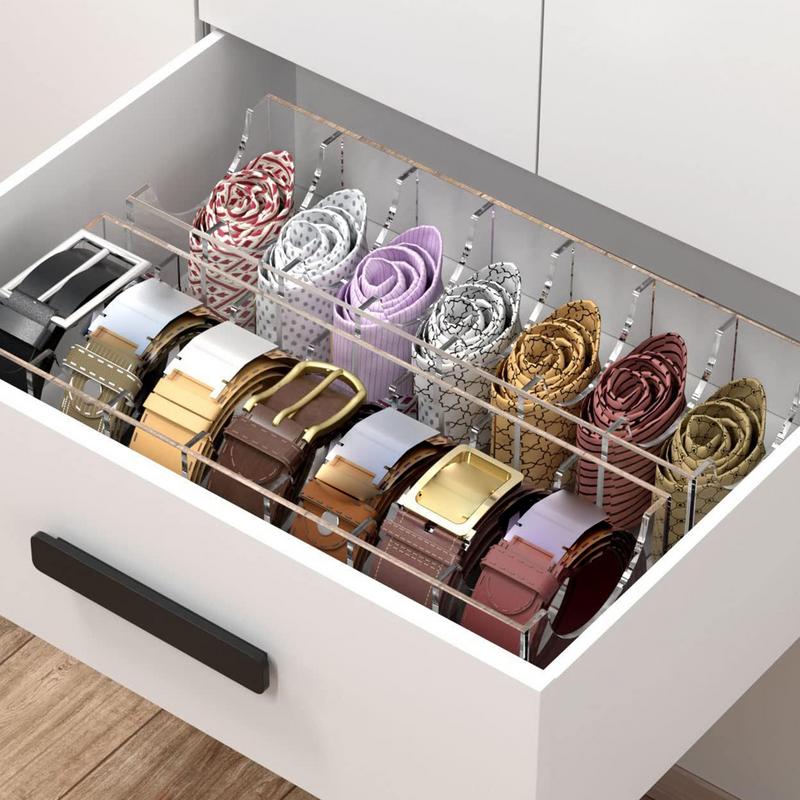Acrylic Belt Organizer Acrylic Tie And Belt Organizer Clear Display Case Drawer Accessories Multi-Purpose Tie Rack For Women Men