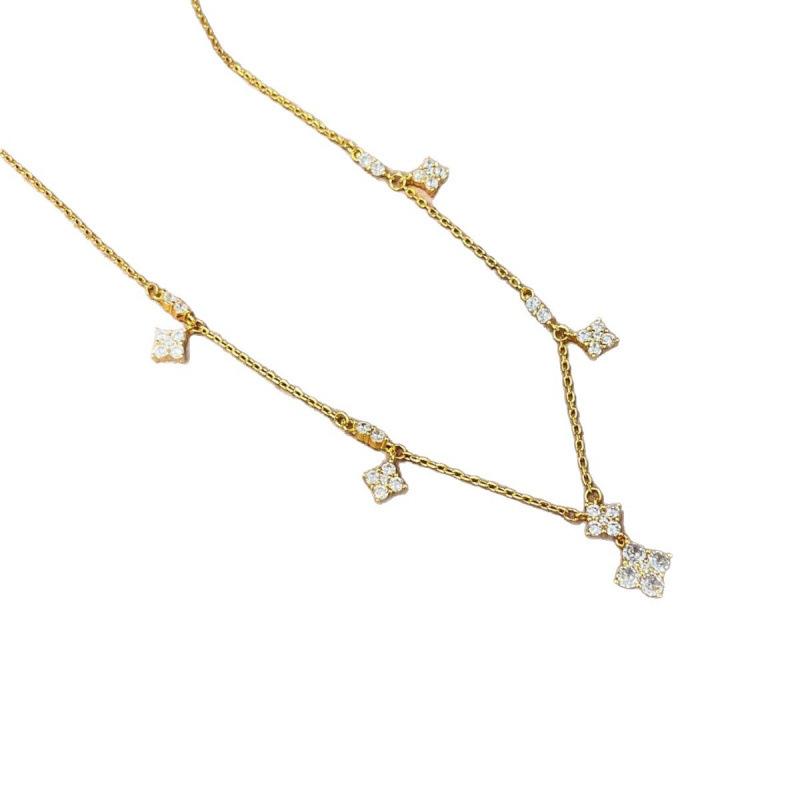 Gypsy Flowers Diamond Necklace Women'S Premium Light Luxury Design Temperament Clavicle Chain Live