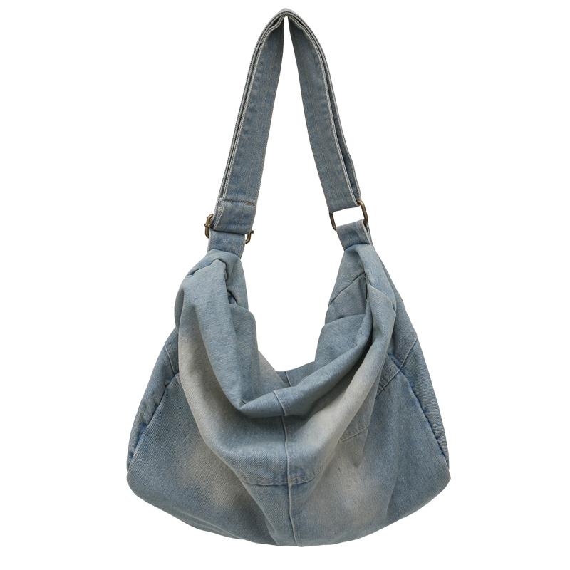 

Y2K Vintage Washed Denim Shoulder Bag, Unisex Large Capacity Hobo Crossbody Bag, Streetwear Jean Handbag for Men & Women