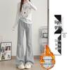 Women's High-Waisted Fleece-Lined Micro-Flare Sweatpants - 2025 Spring/Autumn/Winter Collection: Slimming, Casual, Thickened Flare Pants.