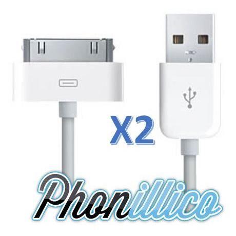 Lot of 2 USB Cables for iPhone 4S Compatible Charger