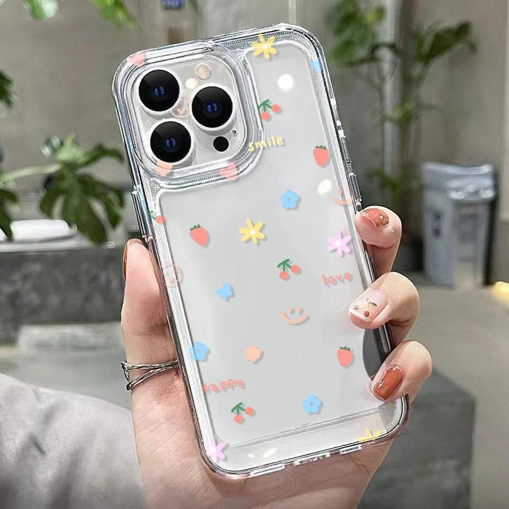 Clear Soft Shockproof Case For iPhone 17 16 13 12 11 14 15 Pro Max 14 15 16 Plus 16E 17 Air Cute Floral Silicone Bumper Cover