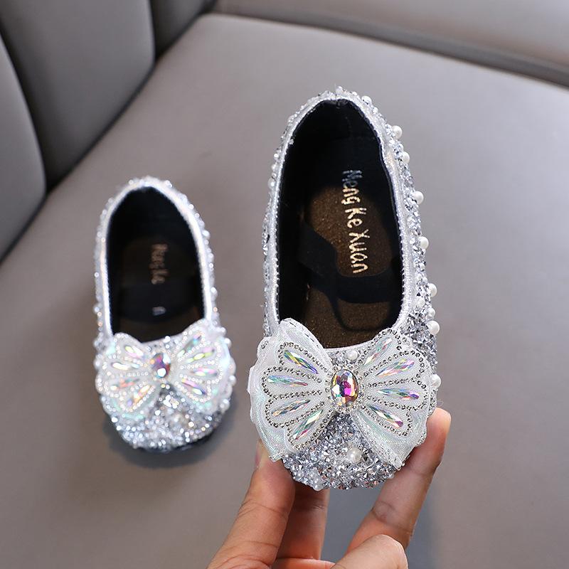 Autumn new style ladylike baby girl girls' princess rhinestone flat shoes, leather shoes, dance performance shoes