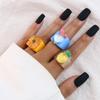 Cartoon Fruit Ring Women Fashion Korean Cute Animal Resin Acrylic Ring Set Christmas Birthday Party Gift Jewelry for Female Girl
