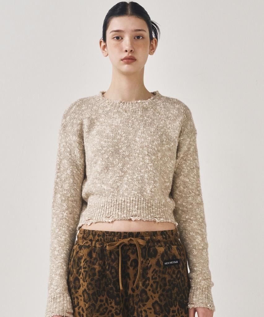 Nigaennikol Nicole Bokashi Damage Knit_Oatmeal