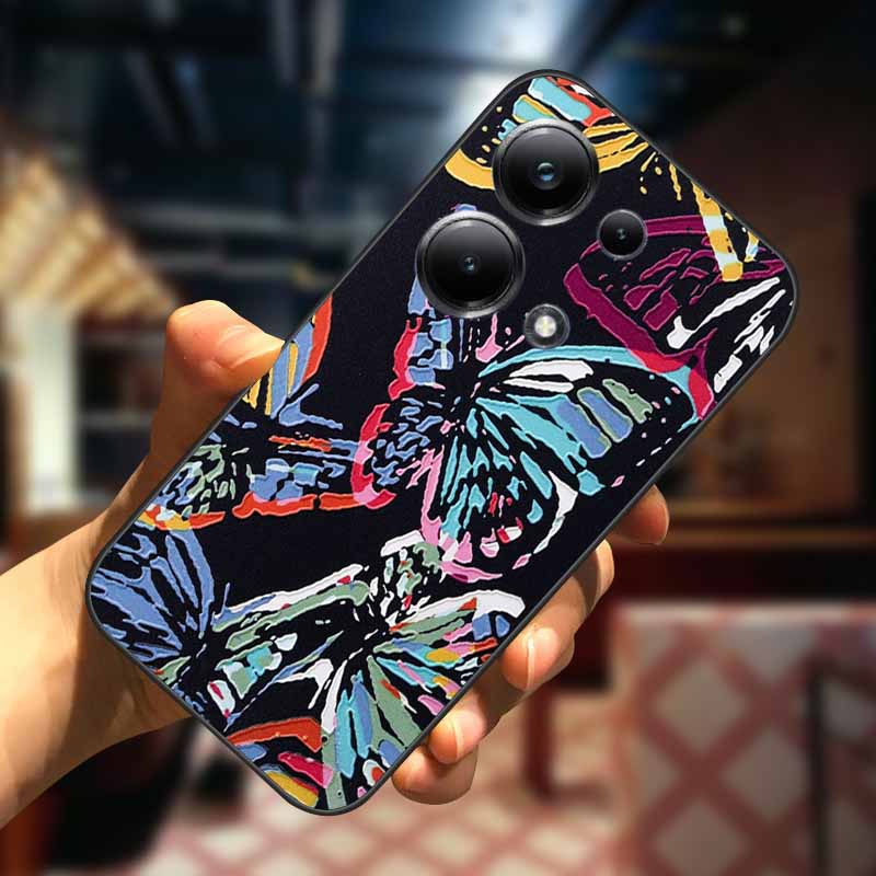 For Xiaomi Redmi Note 13 13pro 5G Case 3D Relief Flower Emboss Soft Silicone Cover For Redmi Note 13 pro Plus Owl interest Cases