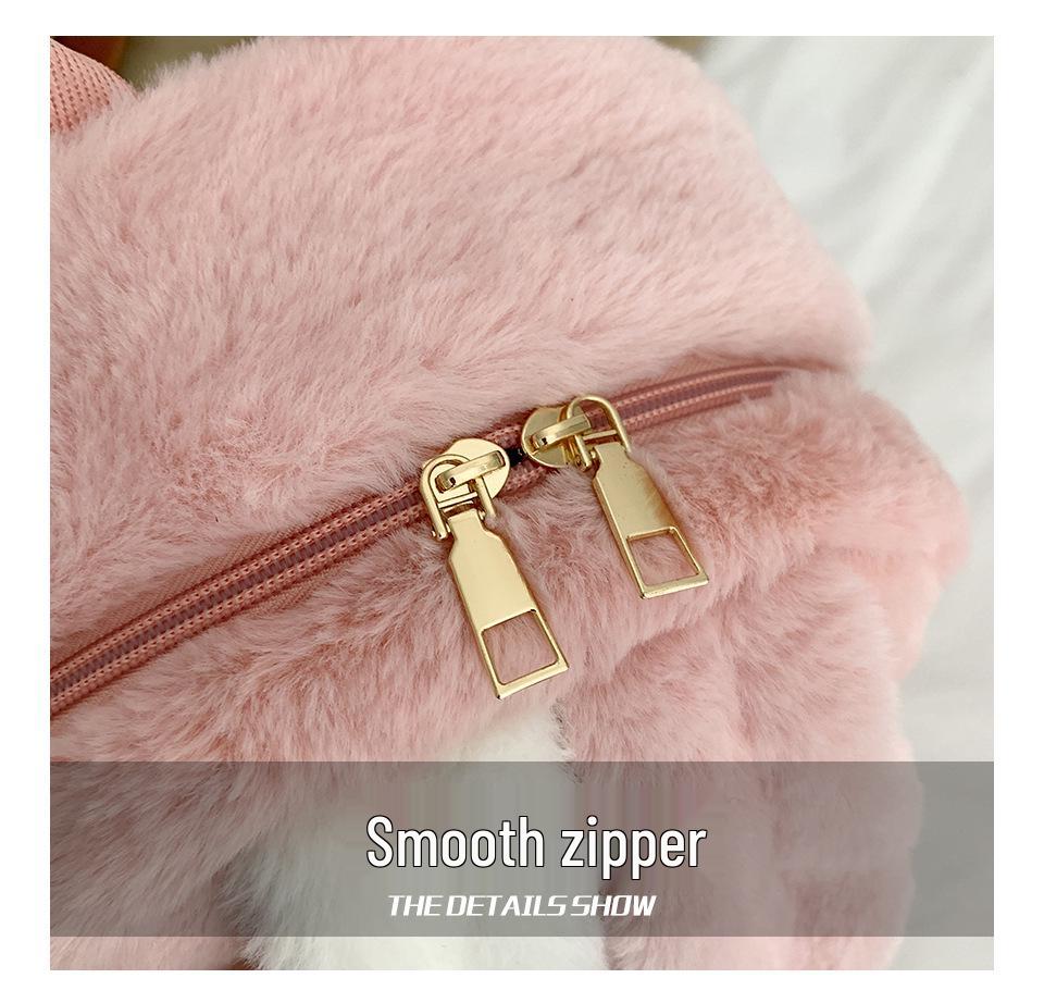 2025 Cute Rabbit Ears Backpack: Japanese & Korean Harajuku Style, Large Capacity, Fuzzy Crossbody Bag for Girls