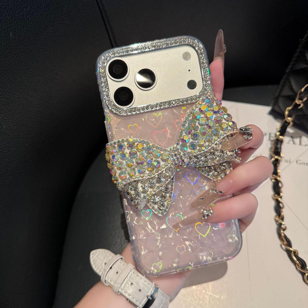 Large Shell Pattern Rhinestone Butterfly Case for Apple 17PROMAX & 16/12 - Cute & Simple