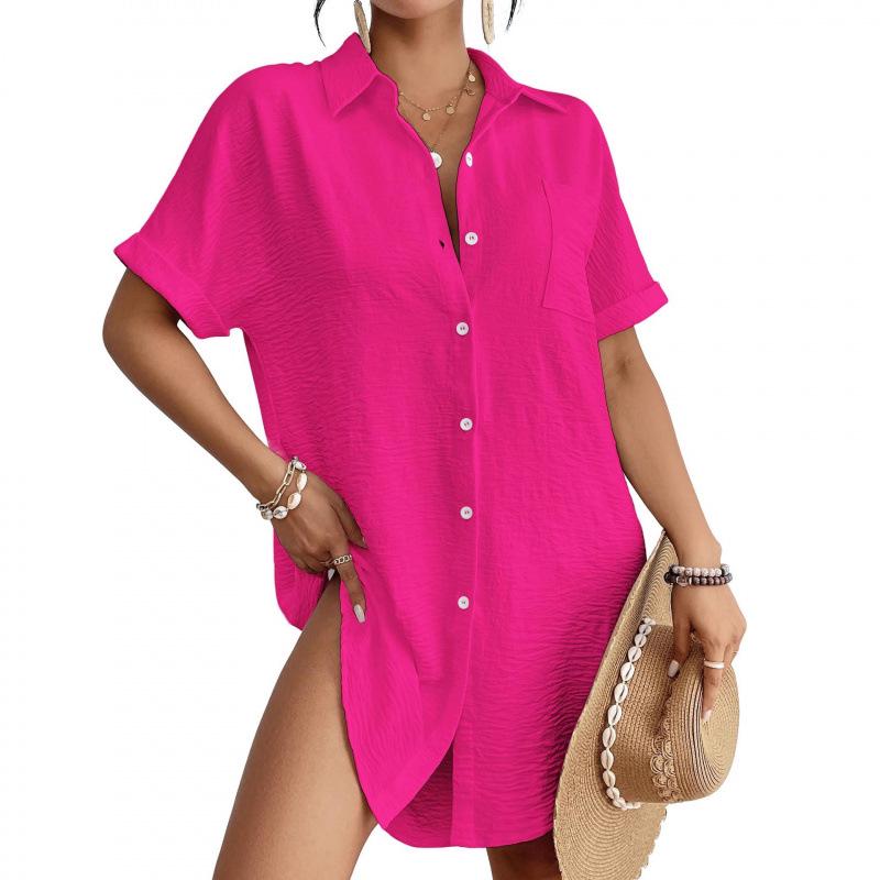 2026 Spring/Summer Casual Women's Loose Pocket Lapel Shirt