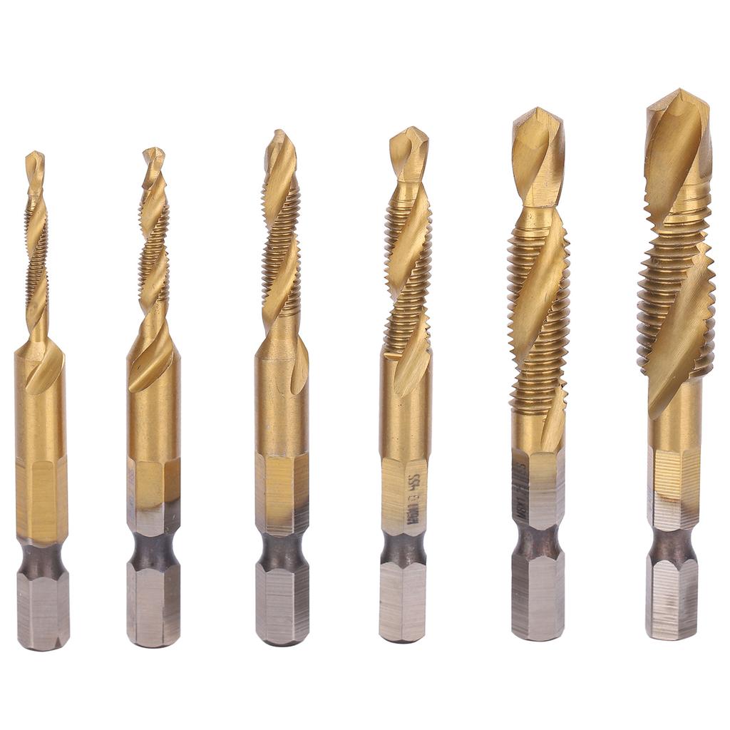 6pcs Screw Tap Drill Bits Kit 6542 High Speed Steel M10 M8 M6 M5 M4 M3 Tapping ToolsLong  Type
