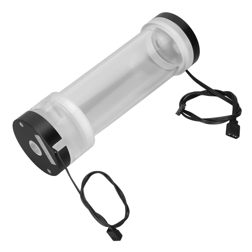 Water Cooling Tank Transparency 210mm Cylinder Temperature Display Reservoir Water Cooling with G1 4 Hole RGB Lighting