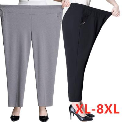 Pantaloni Drepti Mărime Extra Mare Pantaloni Femei Vârstă Medie Vară Subțiri Largi Pantaloni Mamă Talie Elastică Pantaloni Casual 8XL