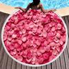 Floral Petal Print Round Beach Towel with Tassels Sand Free Quick Dry Circle Bath Towel Soft Absorbent Meditation Rug Yoga Mat