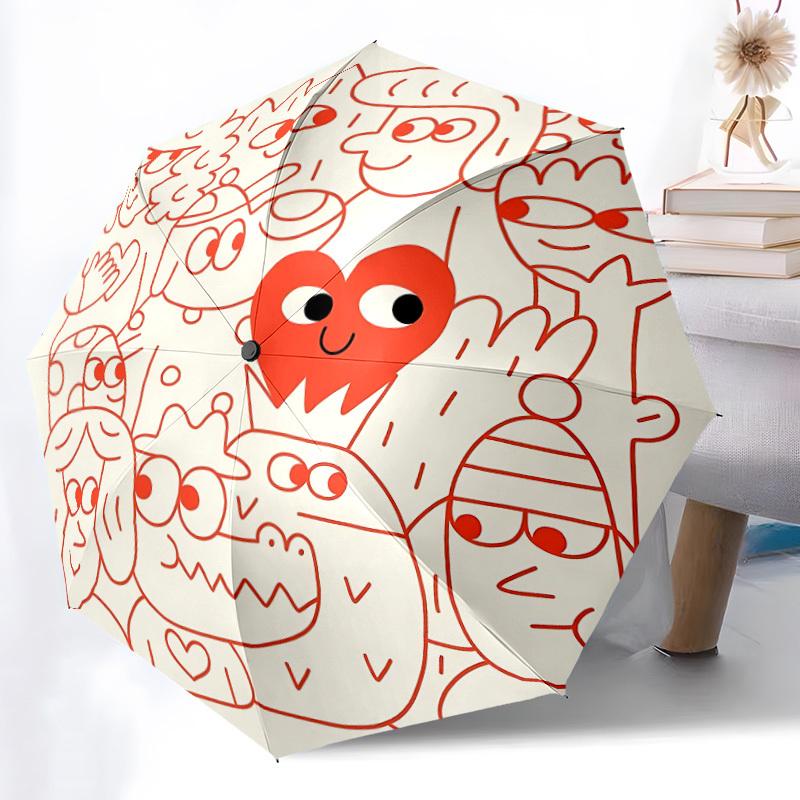 1pc Heart Characters Automatic Open/Close Umbrella Compact Folding Umbrella, All-Season Portable Umbrella for Women/Men F1124242