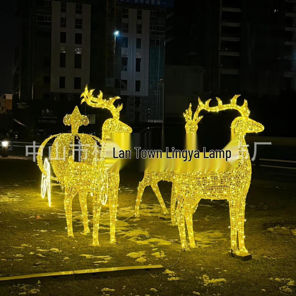 LED Christmas Deer and Cart Outdoor Decorative Lights