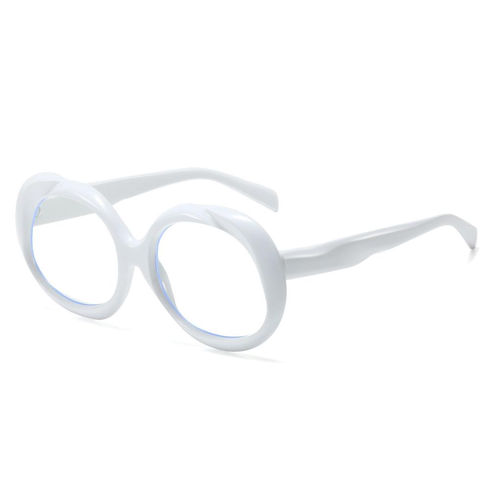 

Овальное зеркало в большой оправе, простая круглая оправа для очков для женщин с контрастными цветами white piece