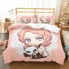3D Anime Demon Slayer Duvet Cover Sets with Pillow Cover Polyester Teens Boys Bedding Set Full Queen King Size Cartoon Bed Linen