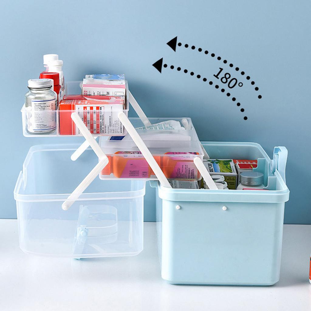Medicine Storage Box Multipurpose Large Capacity Multi Layers Portable Medication Storage Box with Handle for Household