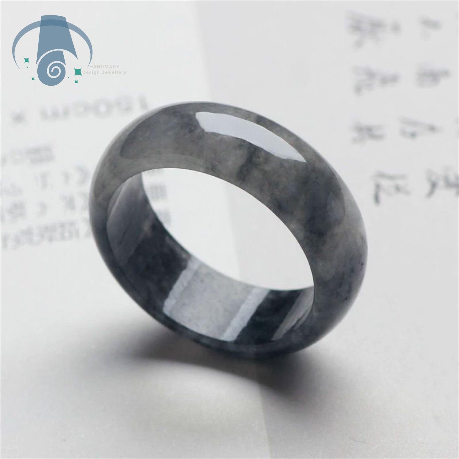 High-End Natürlicher A-Qualität Eisblauer Wasserjade Katzenpfotenring Dreidimensional Niedlich Mode Damen Fingerring Zart Liebenswert Schick 16-17mm gray
