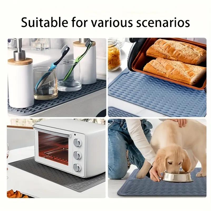 Silicone Dish Drying Mat Heat Resistant Drying Mat For Kitchen Counter Sink Refrigerator Drawer Liner Kitchen Drying Mat