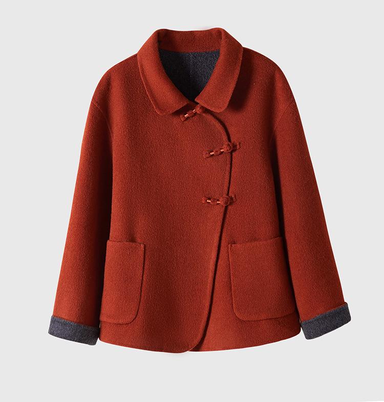 

Женское шерстяное пальто средней длины красного цвета – Зимняя одежда в новом китайском национальном стиле Medium