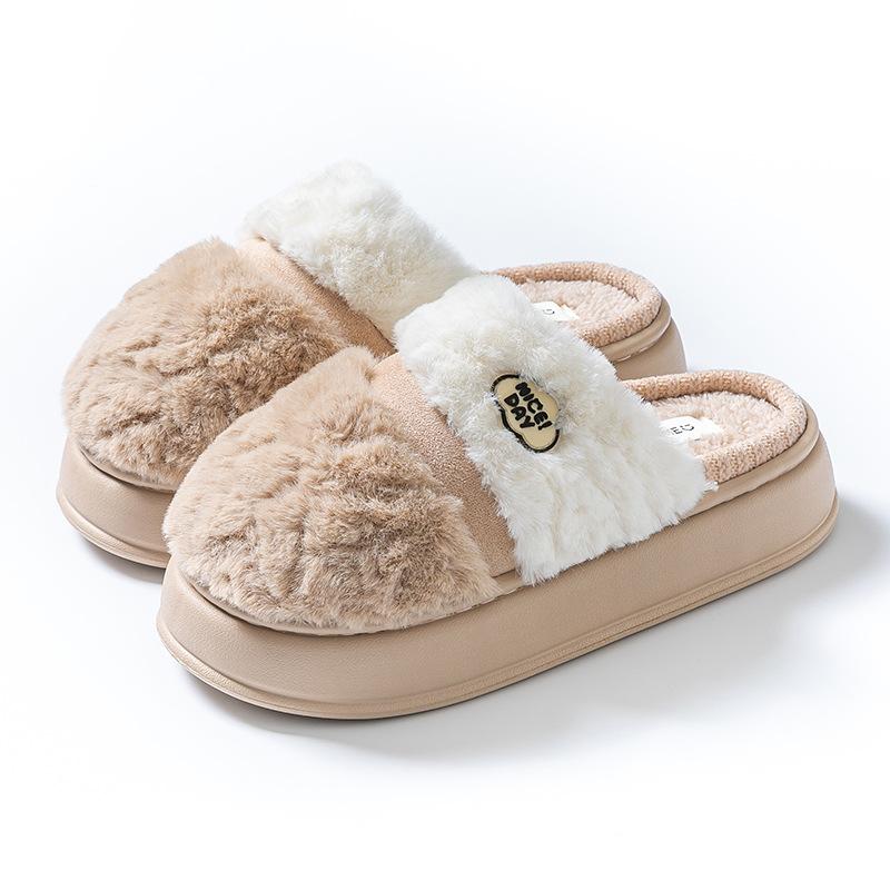 Thick Bottom Non-slip Couple Cotton Slippers Winter Home Plush Warm Cotton Slippers Indoor Household Plush Mop