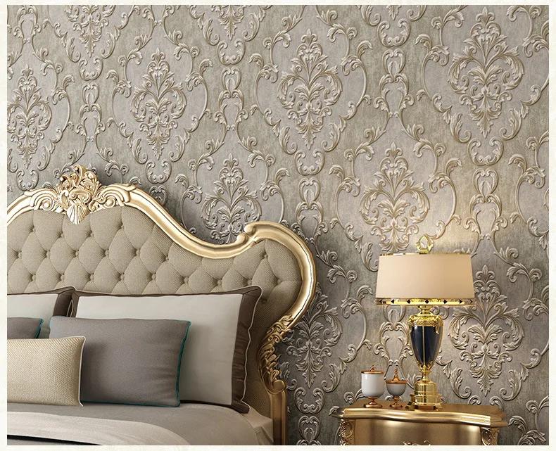 Europäischer Stil 3D stereoskopische Wohnzimmer Schlafzimmer Hintergrundtapete Zuhause Luxus High-End Vliestapete Damaskustapete.