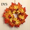 All Season Floral Decor Fall Sunflower Maple Leaf Wreath with Pumpkin Pinecone, Thanksgiving Harvest Artificial Wall Hanging Ornament Wreath,